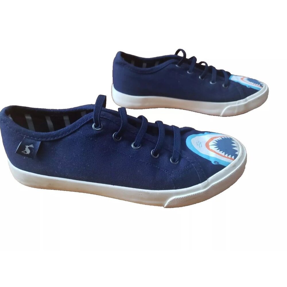 Joules Boys Navy Shark Slip On Canvas Sneaker Size USA 4 UK 3 EU 36